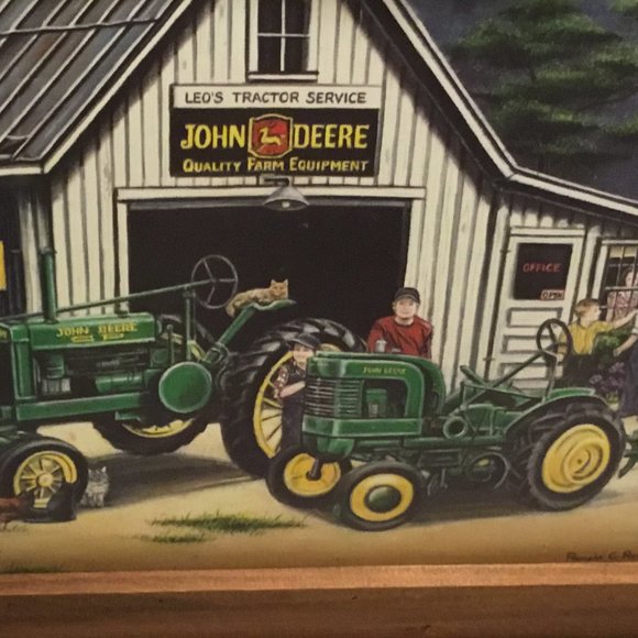 Large wood framed John Deere advertising print by Pamela C. Renfroe - Picture 5 of 8